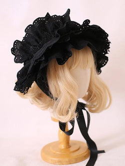 Classic Lolita Hat Burgundy Flowers Accessory Lace Polyester Lolita Accessories