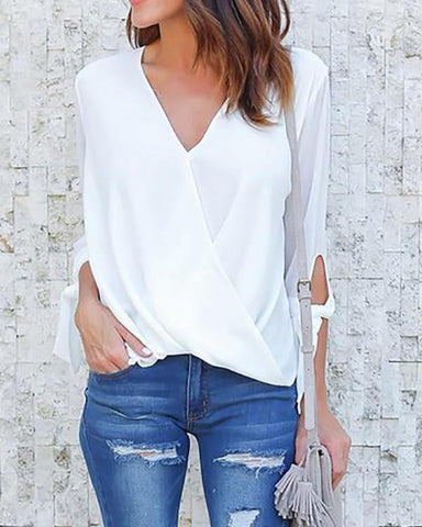 Tied Detail V-Neck Casual Top