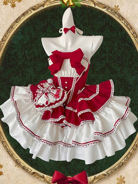 Sweet Lolita Dress Polyester Sleeveless Sweet Christmas Lolita Dress